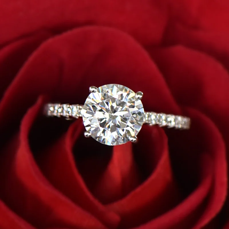 Bestselling Jewelry Now On Sale – Elevate Your Look 2.25 ctw 4 Prong Round Accented Solitaire Ring - 10k Solid White Gold