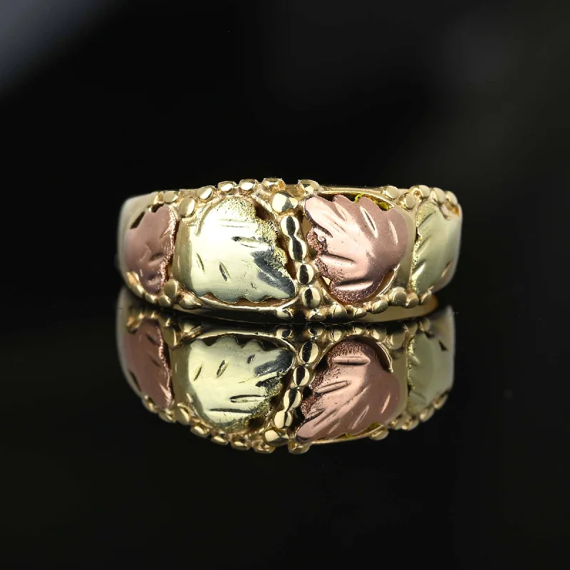 Timeless Elegance Now At Special Discounts Vintage Wide Tricolor Gold Leaf Ring Band Timeless Elegance Now At Special Discounts Vintage Wide Tricolor Gold Leaf Ring Band