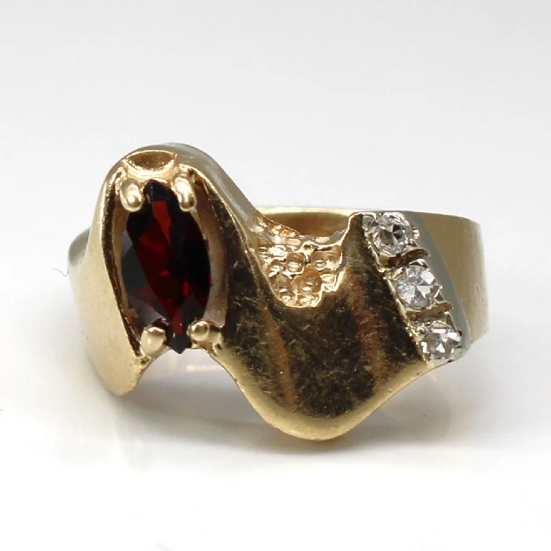 Elevate Your Jewelry Collection With Limited-Time Savings Garnet & Diamond Wave Gold Ring | 0.50ct | 0.07ctw | SZ 6.5 |