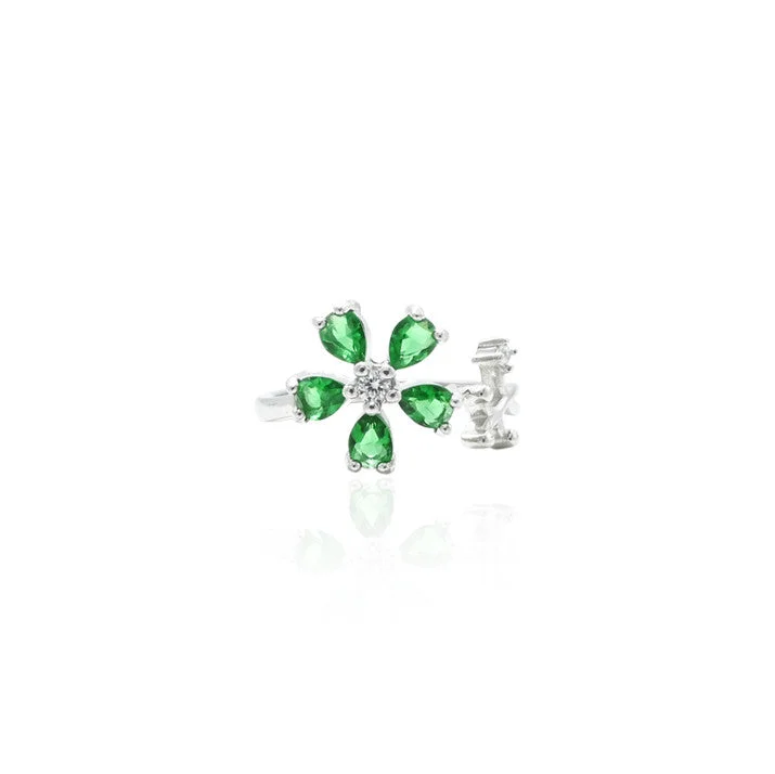 Once-A-Year Jewelry Sale – Grab Your Favorites Now Silver Green Flower Gemstone Ring