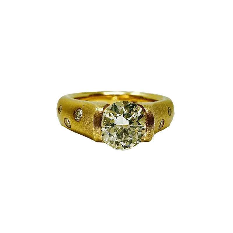 Modern Statement Jewelry For Bold Styling Steven Kretchmer 18K Matte Gold Ring Tension Set Diamond Ring