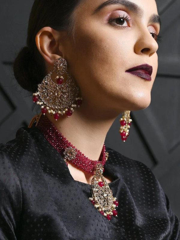 Stunning Jewelry At A Fraction Of The Price Odette Women Magenta And Golden Choker Necklace
