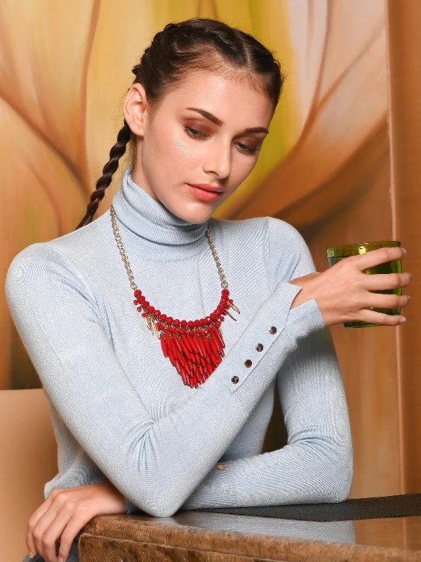 Shop Handcrafted Jewelry At Special Promotional Rates Odette Women Red Tassel Discrete Necklace