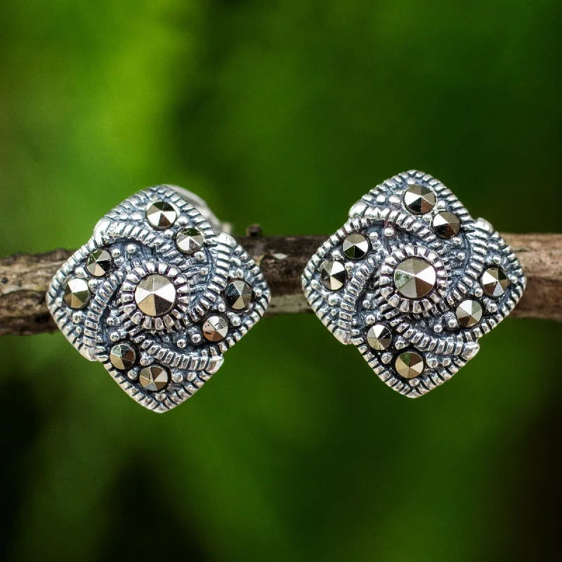 Limited-Time Jewelry Sale – Don't Miss Out On Dazzling Discounts Starlight Pinwheels Modern Style 925 Sterling Silver Earrings with Marcasite