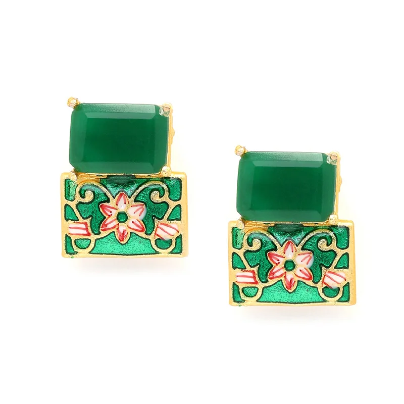 Handmade Pearl Jewelry For Timeless Elegance Green Contemporary Studs Earrings
