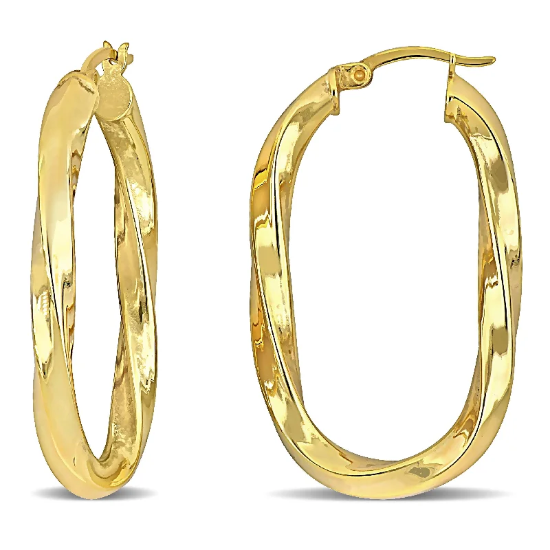 Grab Your Favorite Jewelry At The Lowest Prices Mimi & Max 38x23mm Oval Twist Hoop Earrings in Yellow Plated Silver