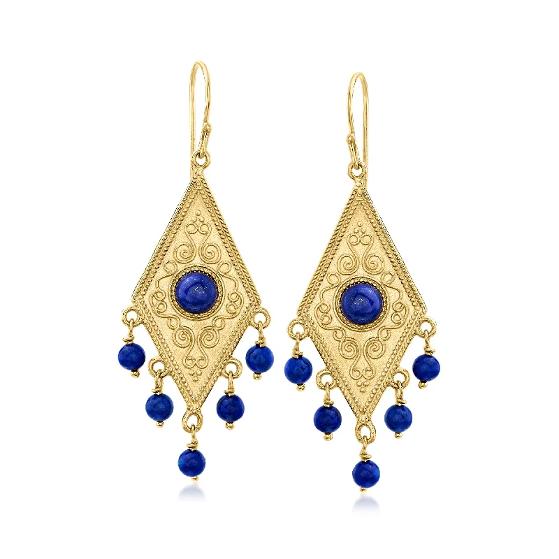 Ross-Simons Lapis Drop Earrings in 18kt Gold Over Sterling