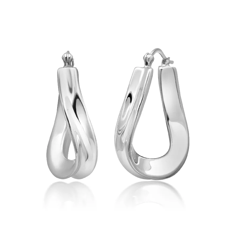 Handcrafted Jewelry Sale – Unique Designs At Low Prices Sterling Silver 34X21X4 MM Hoop Earrings