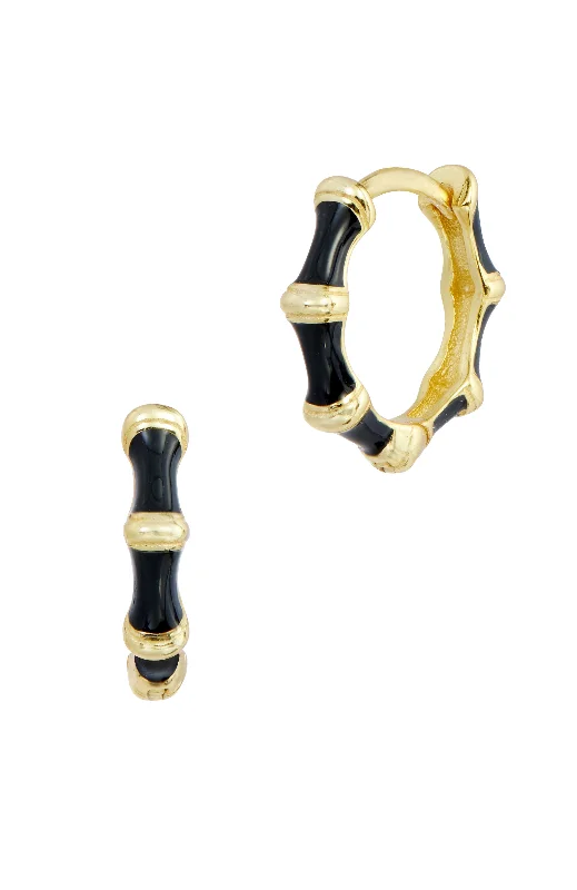 Exclusive Gemstone Jewelry Markdowns – Shop Now Sterling Silver Gold Plated 12 mm Black Enamel Hoop Earrings