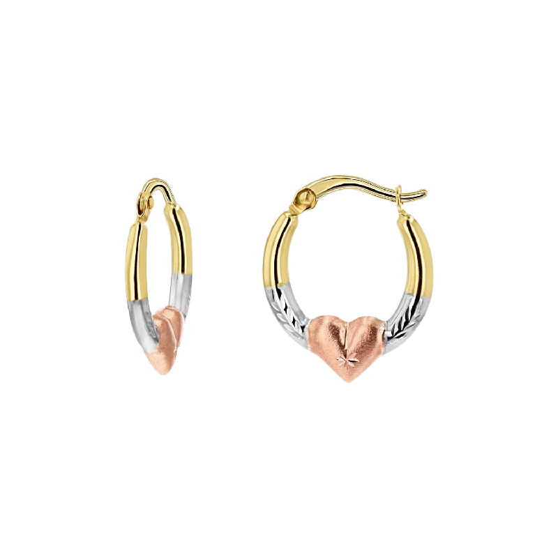 Shop Fine Jewelry With Amazing Deals Tri-Color Puff Heart Hoop Earrings