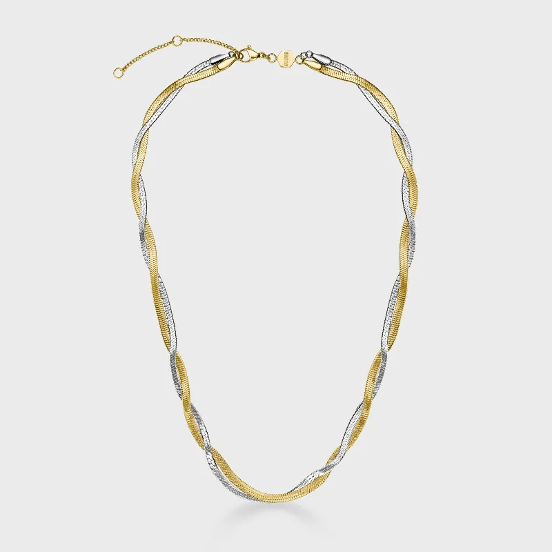 Save On Luxury Jewelry Pieces – Limited-Time Offers Élevé Twisted Snake Necklace, Bicolour