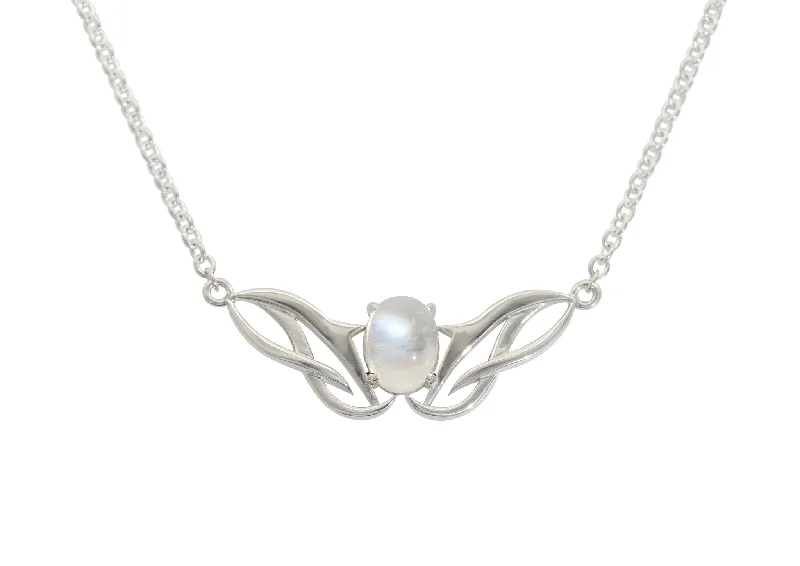 Buy More, Save More On Stunning Jewelry Designs Oval Cabochon Gemstone Elvish Woodland Pendant, White Gold