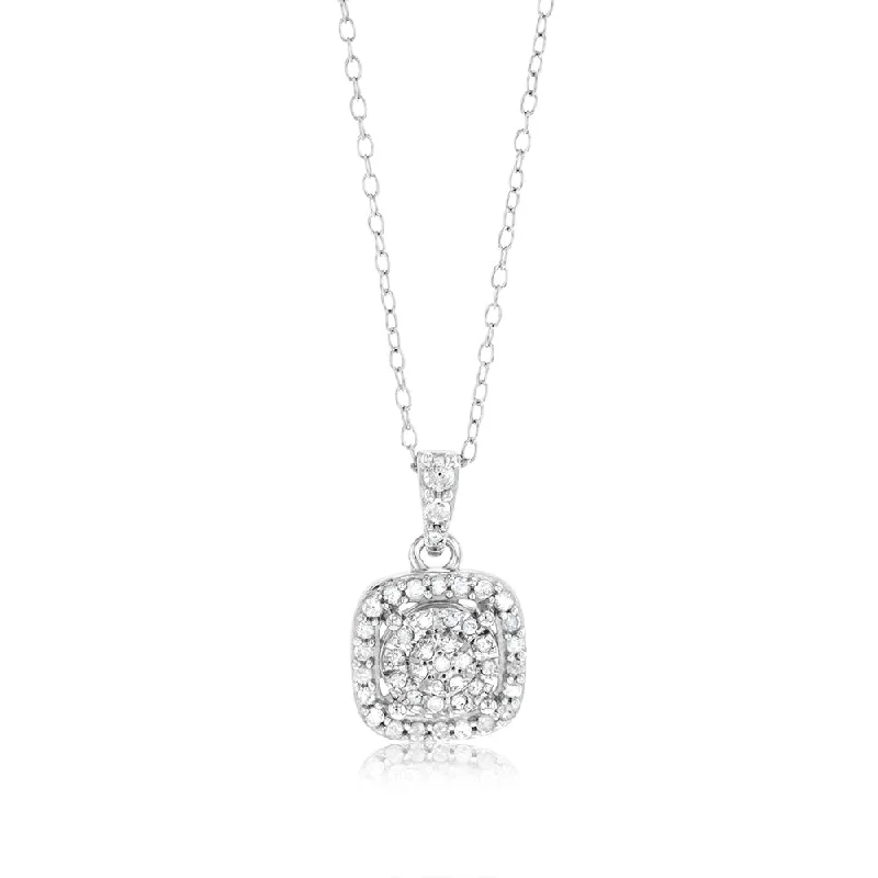 Personalized Jewelry Sale – Meaningful Gifts At Great Prices Sterling Silver 1/5 Carat Natural Diamond Cushion Shaped Pendant on 46cm Chain