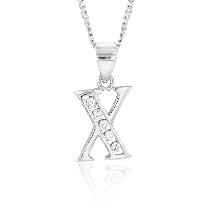 Premium Jewelry At Promotional Prices – Shine Today Sterling Silver Initial Zirconia  Initial "X" Pendant