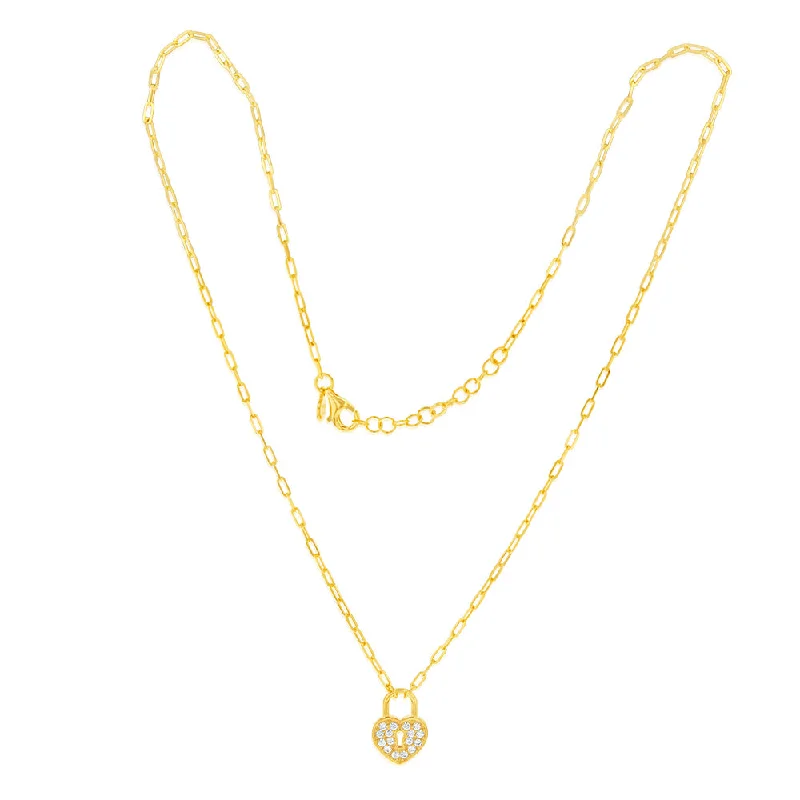 Trending Jewelry Styles Now At Limited-Time Discounts Sterling Silver Yellow Gold Plated Cubic Zirconia Heart On 45cm Chain