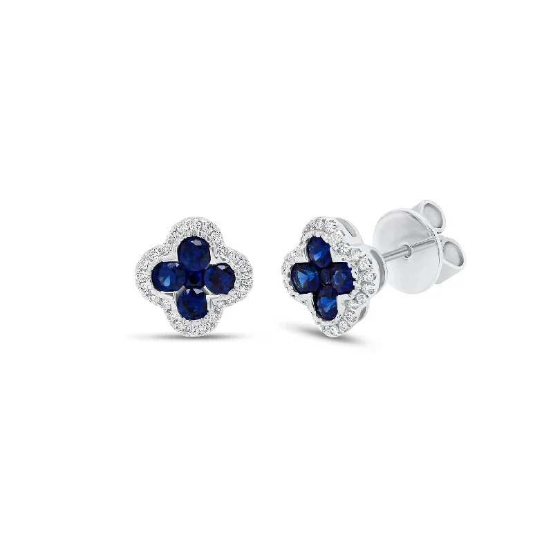 Buy More, Save More On Stunning Jewelry Pieces Sapphire & Diamond Clover Stud Earrings
