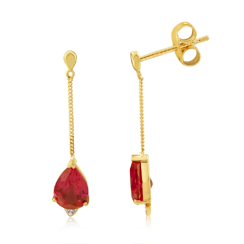Huge Savings On Timeless Jewelry Collections 9ct Yellow And White Gold Ruby And Diamond Drop Earrings