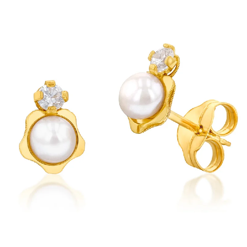 The Ultimate Jewelry Sale – Exclusive Styles At Great Prices 9ct Yellow Gold Freshwater Pearl and Zirconia Studs