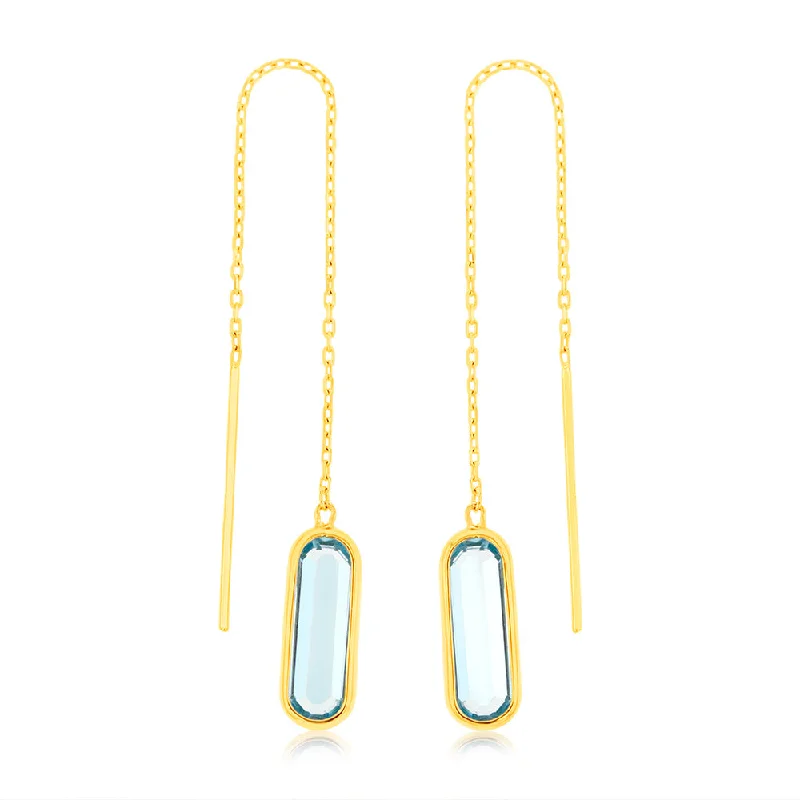 Best Jewelry Deals – Shop Premium Pieces At Great Prices 9ct Yellow Gold  Natural Blue Topaz Threader Drop Earrings