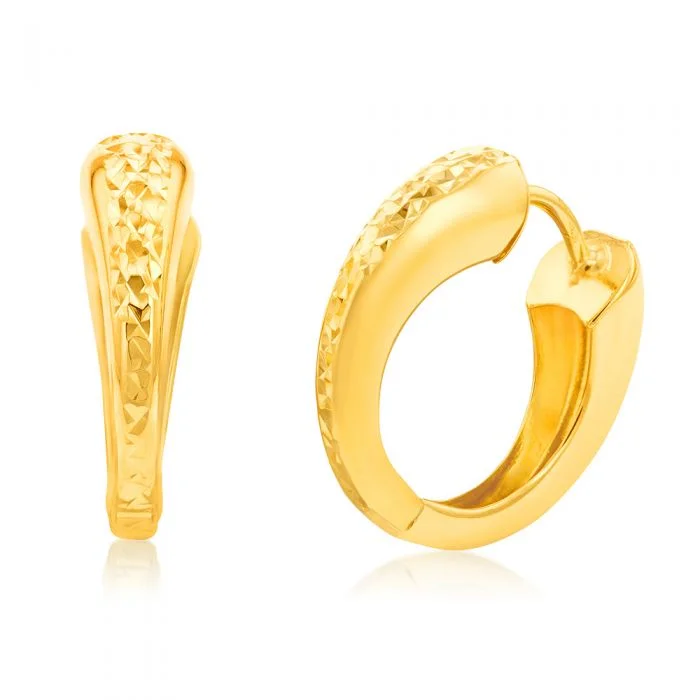 Shop Trending Jewelry With Exclusive Savings 9ct Yellow Gold Silverfilled Patterned Broad Sleeper Earrings