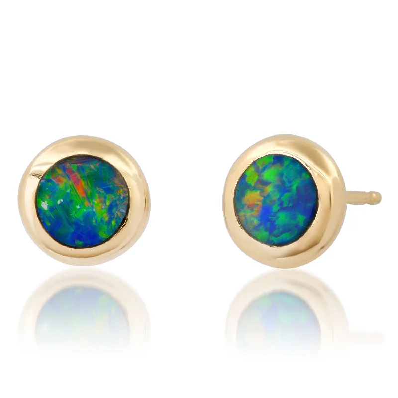 Huge Markdowns On Premium Jewelry Styles Bezel Set Opal Love Stud Earrings