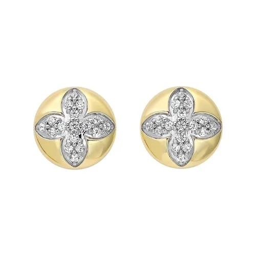 Special Sale On Handcrafted Jewelry – Shop Today Diamond Medallion Flower Button Stud Earrings in Yellow Gold (1/4ctw)