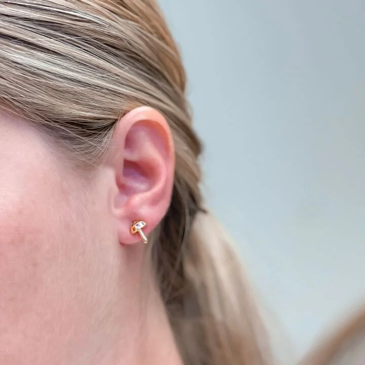 Timeless Elegance At Unbelievable Discounts Gold Dipped Crystal Mushroom Stud Earrings