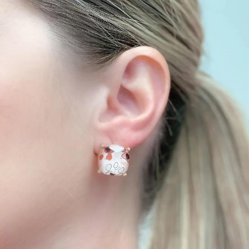 Seasonal Jewelry Deals – Elevate Your Style Heart Paw Print Glass Stud Earrings