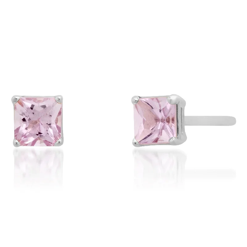 Elegant Jewelry At Unbeatable Offers – Shop Before It's Gone Petite Princess Cut Pink Topaz Sprinkle Stud Earrings