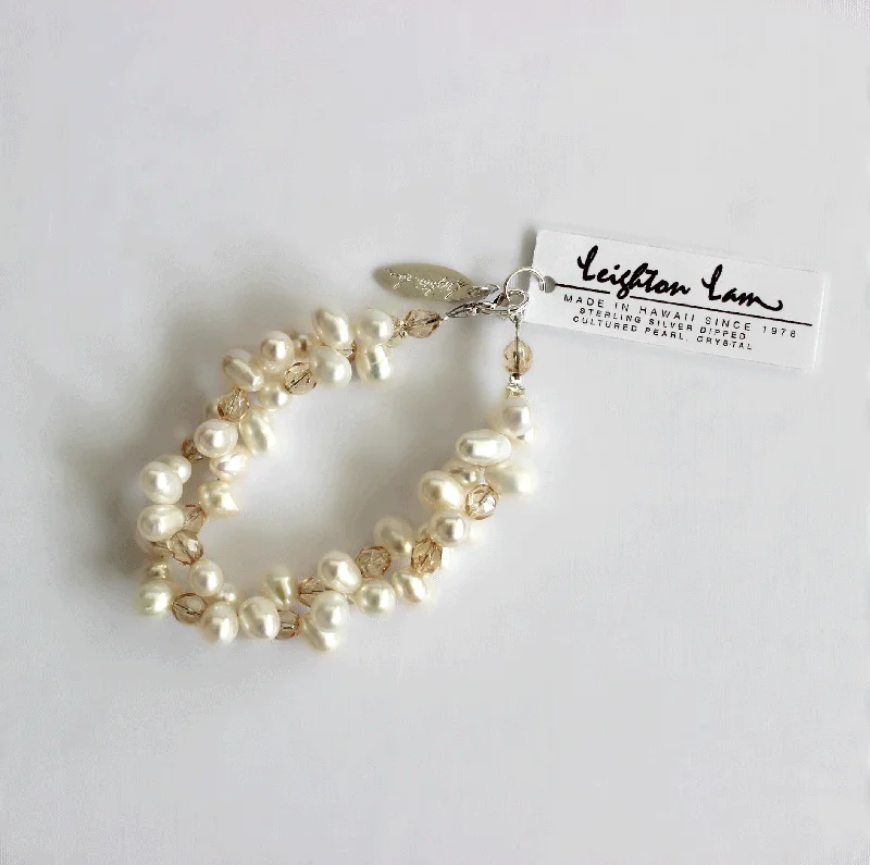 Seasonal Jewelry Deals – Elevate Your Style 2-strand Freshwater Pearl Bracelets - White & Gold