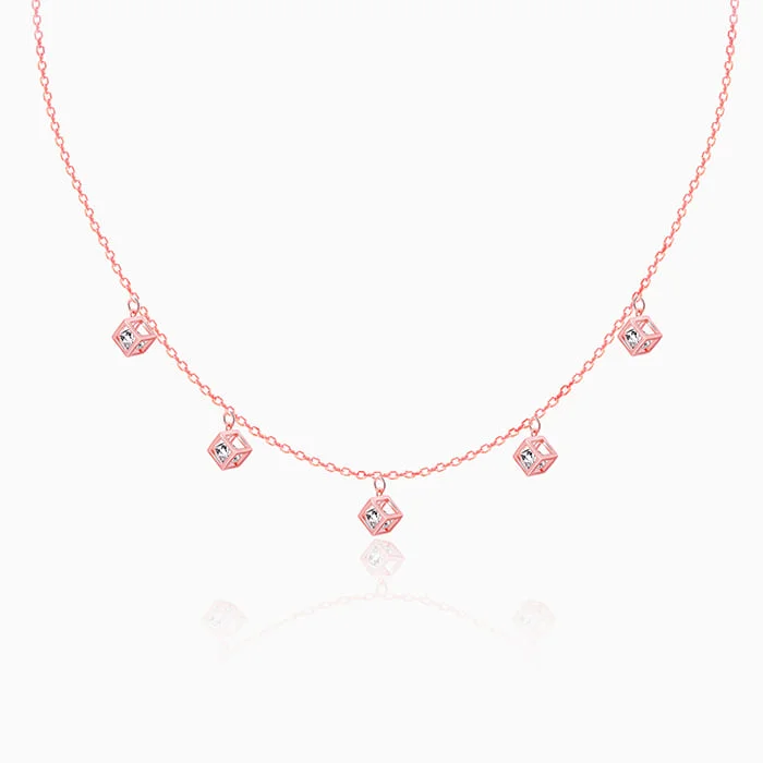 High-Quality Jewelry At A Fraction Of The Cost Rose Gold Cubic Crystal Necklace