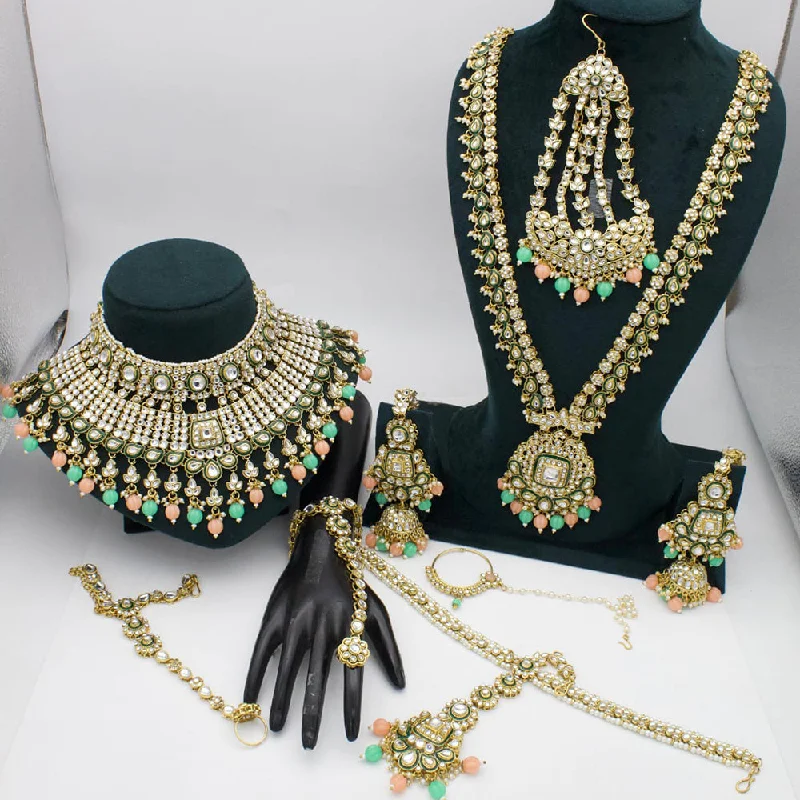 Chic And Stylish Jewelry At Exclusive Prices India Art Gold Plated Kundan And Beads Bridal Set
