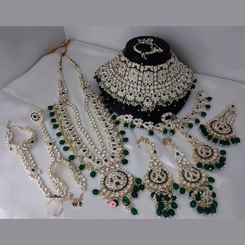 Lucentarts Jewellery Gold Plated Austrian Stone And Beads Bridal Set